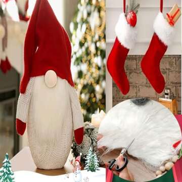 White Faux Fur Fabric 4pcs Pre Cut Craft Fur Squares Patches Fluffy Fake Fur Christmas Decoration Gn...