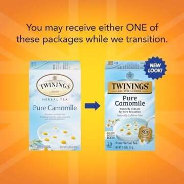 Twinings Pure Camomile Herbal Tea Individually Wrapped Bags, 20 Count (Pack of 6) - Naturally Caffei...