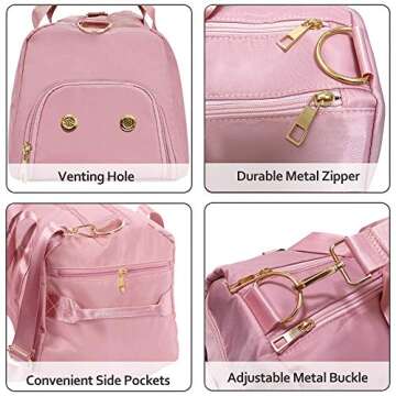 ICEIVY Gym Duffle Bag Dry Wet Separated Gym Bag Sport Duffle Bag Training Handbag Yoga Bag with Extra Drawstring Backpack(Pink-Upgrade) Large