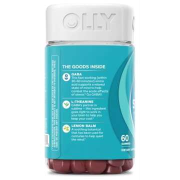OLLY Goodbye Stress Gummy - GABA, L-Theanine, Lemon Balm for Calm & Focus 60 Count