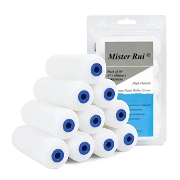 Mister Rui Foam Paint Roller, 10 Pack 4 Inch Small Paint Roller Covers, High Density Foam Paint Roll...