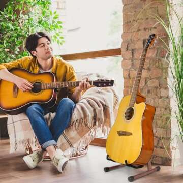 Stylish Wooden Guitar Stand for Acoustic Guitars