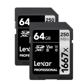 Lexar 64GB (2-Pack) Professional 1667x SDXC Memory Cards, UHS-II, C10, U3, V60, Full-HD & 4K Video, ...