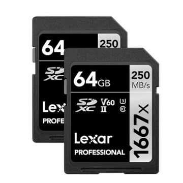 Lexar 64GB (2-Pack) Professional 1667x SDXC Memory Cards, UHS-II, C10, U3, V60, Full-HD & 4K Video, ...