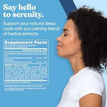 Serenity Sleep Natural Sleep Aid – Potent Blend of Magnesium, Valerian Root and Melatonin – Natu...