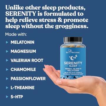 Serenity Sleep Natural Sleep Aid – Potent Blend of Magnesium, Valerian Root and Melatonin – Natural Sleep Aid – Non-Habit-Forming Way to Relax and Get a Good Night’s Sleep – 60 Vegan Soft Caps