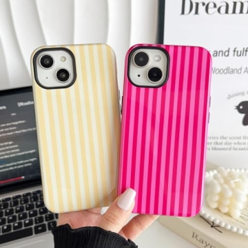 CHEDEMK iPhone 15 Striped Pattern Case - Stylish & Protective