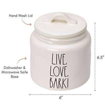 Rae Dunn Dog-Treat Jar, Ceramic Jar and Lid Set for Dog Food or Treat Storage, Cute Cookie Jar for Kitchen Counter or Pantry Storage