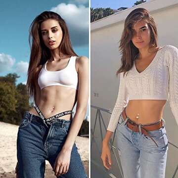 FIBO STEEL 16 Pcs Dangle Belly Button Rings - Unique & Stylish Jewelry