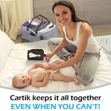 Cartik Baby Diaper Caddy Organizer – Nursery Basket with Convenient Leather Handles, Storage Bin ?...