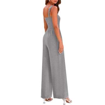 KIRUNDO Womens Jumpsuit 2025 Summer Casual Loose One Piece Overalls Smocked Sleeveless Wide Leg Romp...