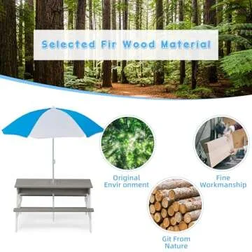 SoliWood Kids 3 in 1 Convertible Table for Outdoor Fun