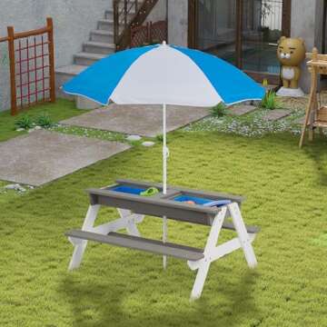 SoliWood Kids 3 in 1 Convertible Table for Outdoor Fun