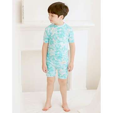 VAENAIT BABY Infant Toddler Boys Girls Pajamas Sleepwear Summer Short Pjs 2pcs Set Painting Mint XS