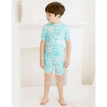VAENAIT BABY Infant Toddler Boys Girls Pajamas Sleepwear Summer Short Pjs 2pcs Set Painting Mint XS