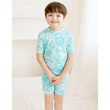 VAENAIT BABY Infant Toddler Boys Girls Pajamas Sleepwear Summer Short Pjs 2pcs Set Painting Mint XS