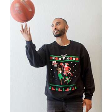 Dunking Santa - Ugly Christmas Sweater (Black, Large)