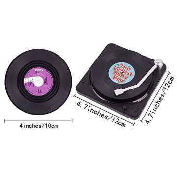 ELVEDO Vinyl Coasters with Holder Vinyl Records Coasters Retro Coasters for Drinks Funny Coasters Music Coasters Cool Coaster Gift for Vinyl Record Lovers for Music Lovers