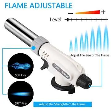 Kitchen Butane Blow Torch Lighter - Culinary Torch Chef Cooking Torches Professional Adjustable Flam...