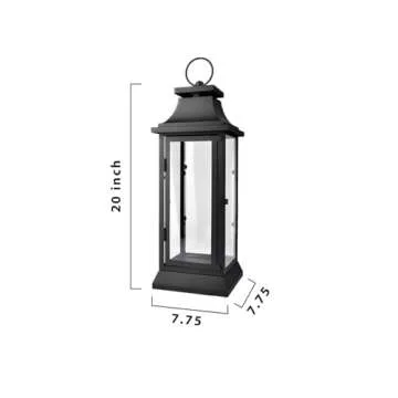Serene Spaces Living 20" Tall Black Hurricane Lanterns with Clear Glass Panels, Perfect for Home Decor, Parties & Events, Table Top Or Hanging Lantern for Indoor & Outdoor, Dry Wipe