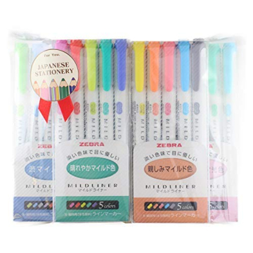 Zebra MILDLINER 5 Pack Set - Versatile Dual-Ended Markers
