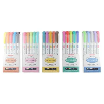 Zebra MILDLINER 5 Pack Set - Versatile Dual-Ended Markers
