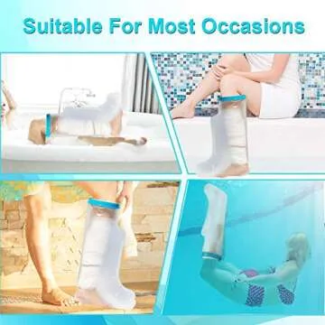 DUMSAMKER 100% Waterproof Cast Cover for Shower Leg Adult, Reusable Cast Protector Bag for Foot, Leg Cover for Showering After Surgery, Watertight Seal to Keep Bandage Dry