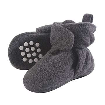 Luvable Friends Unisex Baby Cozy Fleece Booties, Charcoal Heather, 0-6 Months US