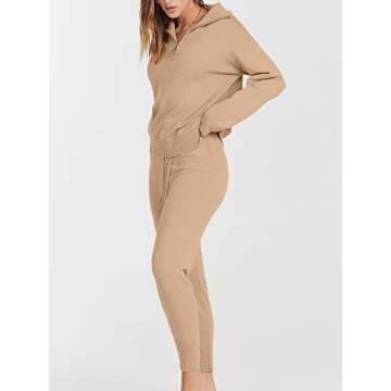 ANRABESS Women's Two Piece Outfits Sweater Sets Long Sleeve Zip Up Knit Pullover Jogger Pants Tracksuit 2024 Fall Lounge Sets