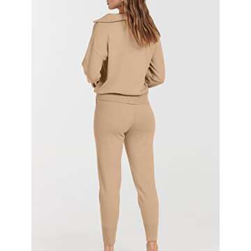 ANRABESS Women's Two Piece Outfits Sweater Sets Long Sleeve Zip Up Knit Pullover Jogger Pants Tracksuit 2024 Fall Lounge Sets