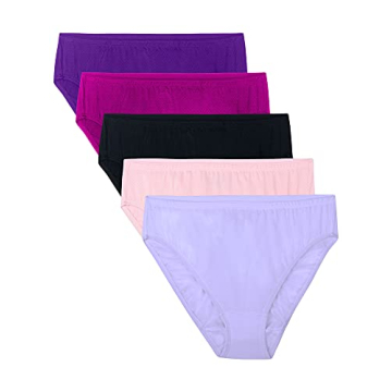 Fruit of the Loom Women's Premium High Cut Briefs Underwear (Ultra Soft & Breathable), 5 Pack, Fashi...