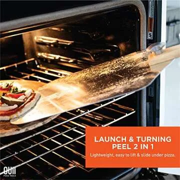 OUII Aluminum Pizza Peel Metal - 12 x 14 Inch. Pizza Spatula for Oven with Foldable Wood Handle. Pizza Oven Accessories Tools. Turning Peel, Bread, Pastry, Dough, Cake Spatula
