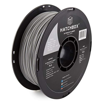 HATCHBOX 1.75mm Cool Gray PLA Filament for High-Quality 3D Printing, 1 KG Spool