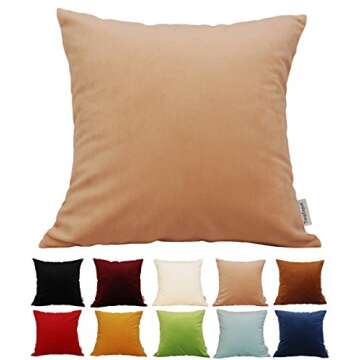 TangDepot Solid Velvet Throw Pillow Cover/Euro Sham/Cushion Sham, Super Luxury Soft Pillow Cases, Many Color & Size Options - (24"x24", Camel)