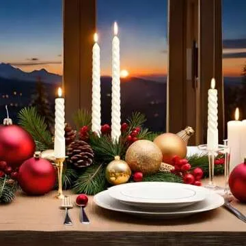 10 Inch Metallic White Spiral Taper Candles Set for Holiday Decor, 12 Pack Unscented Twisted Candlesticks, Dripelss Thin Tapered Candles for Wedding Dinner Party Ceremony Religious