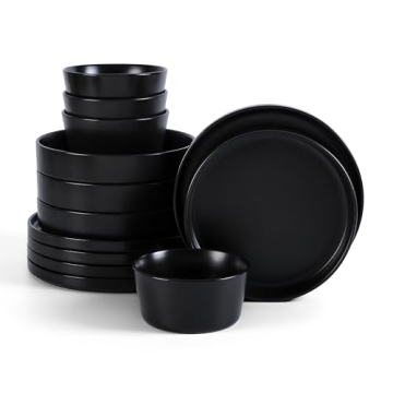 Stone Lain Celina 12-Piece Dinnerware Set in Black