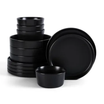 Stone Lain Celina 12-Piece Dinnerware Set in Black