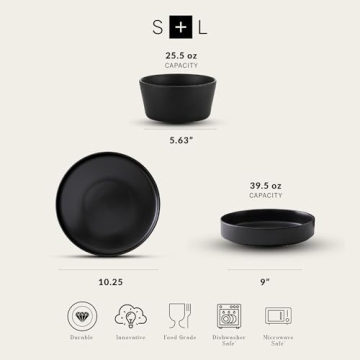 Stone Lain Celina 12-Piece Dinnerware Set in Black