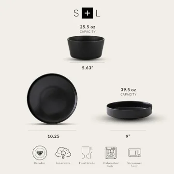 Stone Lain Celina 12-Piece Dinnerware Set in Black