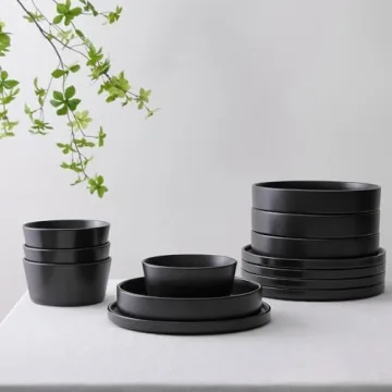 Stone Lain Celina 12-Piece Dinnerware Set in Black
