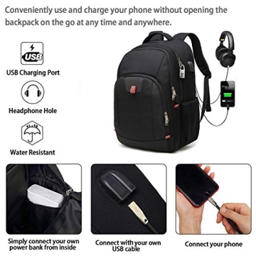 Della Gao Large Travel Laptop Backpack with USB Port