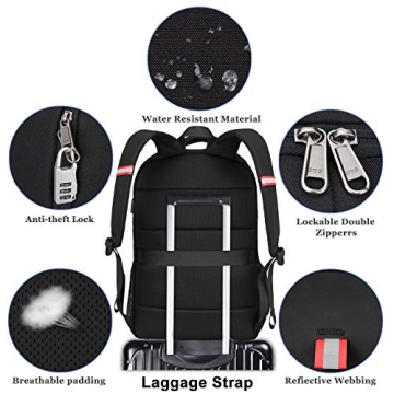 Della Gao Large Travel Laptop Backpack with USB Port