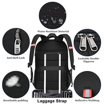 Della Gao Large Travel Laptop Backpack with USB Port