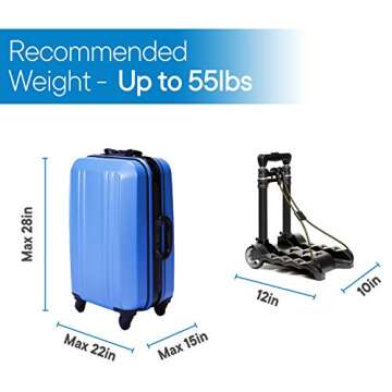 RMS Folding Luggage Cart - Lightweight Aluminum Collapsible and Portable Fold Up Dolly for Travel, M...