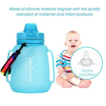 TakeToday Collapsible Water Bottles 40 OZ Gallon Motivational Water Jug with Straw 1.2L Silicone Sports Water Bottle with Time Marker, Leakproof Large Water Bottle for Yoga Camping Outdoors