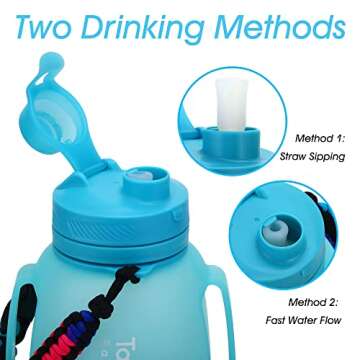 TakeToday Collapsible Water Bottles 40 OZ Gallon Motivational Water Jug with Straw 1.2L Silicone Sports Water Bottle with Time Marker, Leakproof Large Water Bottle for Yoga Camping Outdoors