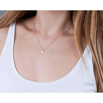Tooliks - Rose Gold Chai Necklace for Women - Designer Handmade Jewish Jewelry Protection Charm - 16 inch + 2 inch extending chain (rose gold)