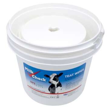 Milk Check Teat Wipes (700 wipes) - Cow, Goat, Sheep Udder Prep - 7 inch x 8 inch Wipes, Reclosable ...