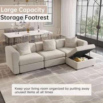 Miuuod 9 Seaters L/U Shape Oversized Convertible Sectional Sofa Couch for Living Room,5 Seats with 4 Ottomans L Shape Sofa,Cozy Couches,Queen Velvet Couche,Extra Large Sofa Bed Beige,183.46" L