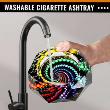 Ashtray, Durable Cigar Ashtray with Circle Pattern, Ashtray for Outside Patio, Decorative Glass Outdoor Ashtray, Colorful Ash Tray, Ash Tray Outdoors for Home Office Indoor Patio Outdoor Decoration